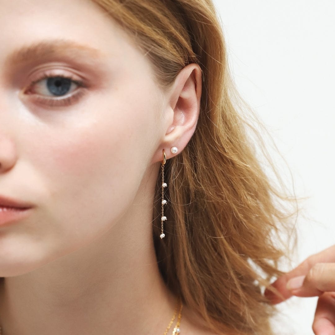 Pearl Waterfall Huggie Earrings