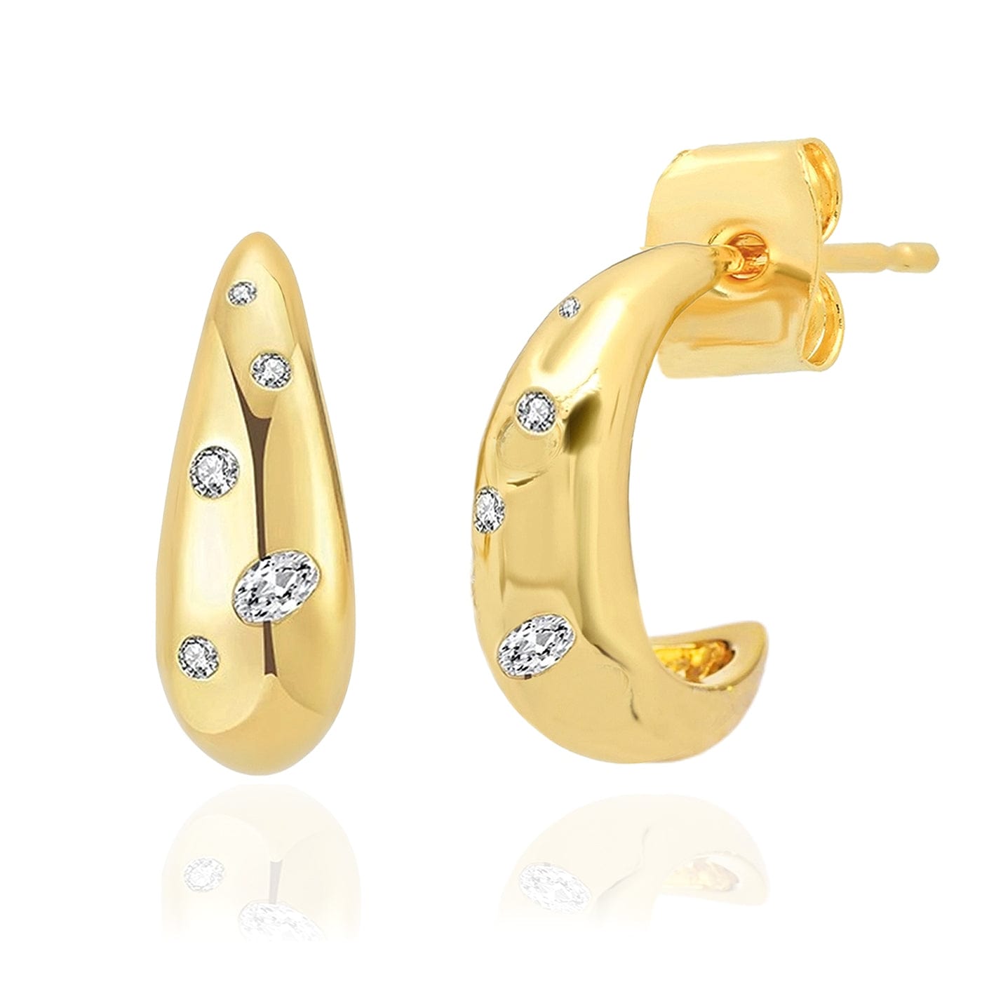 Polished Teardrop CZ Earrings