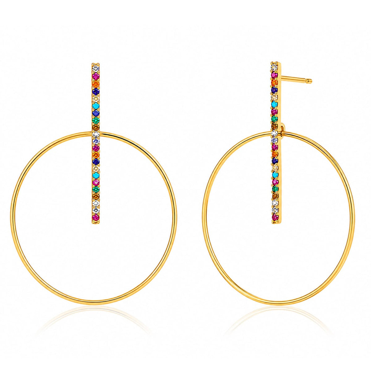 Rainbow Gemstone Hoop Earrings