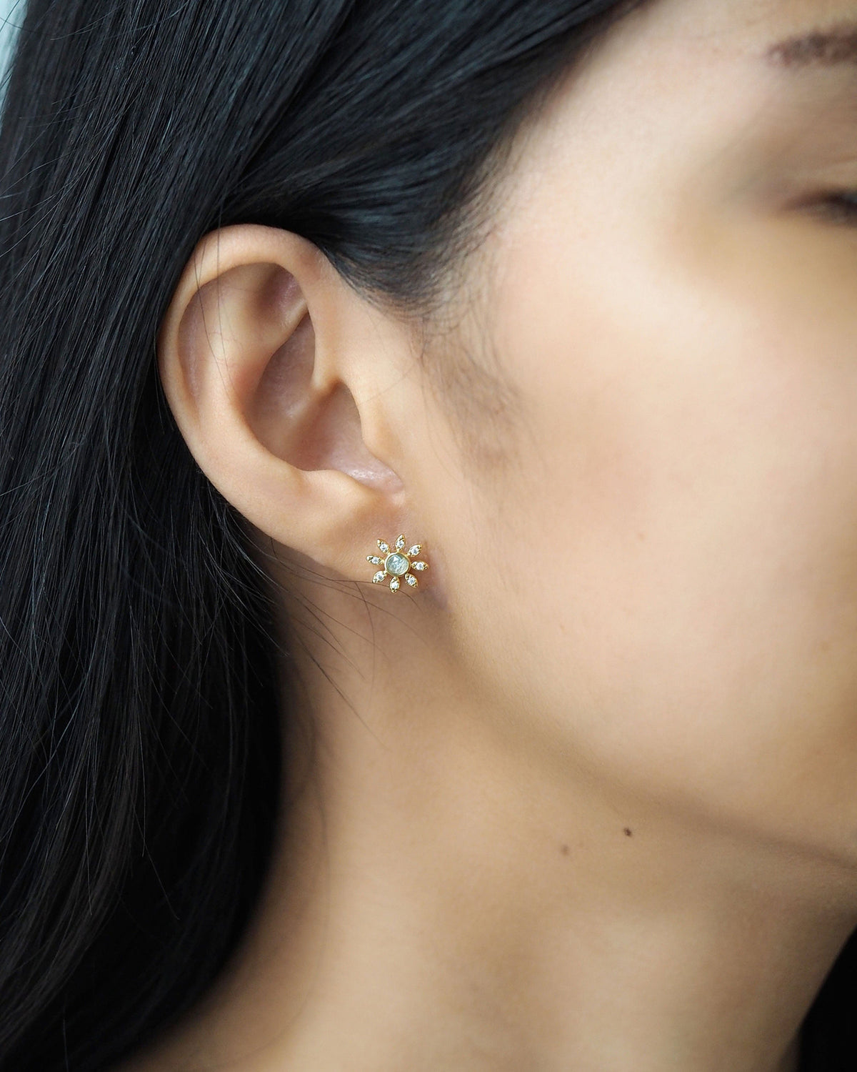 Rock Crystal Flower Stud