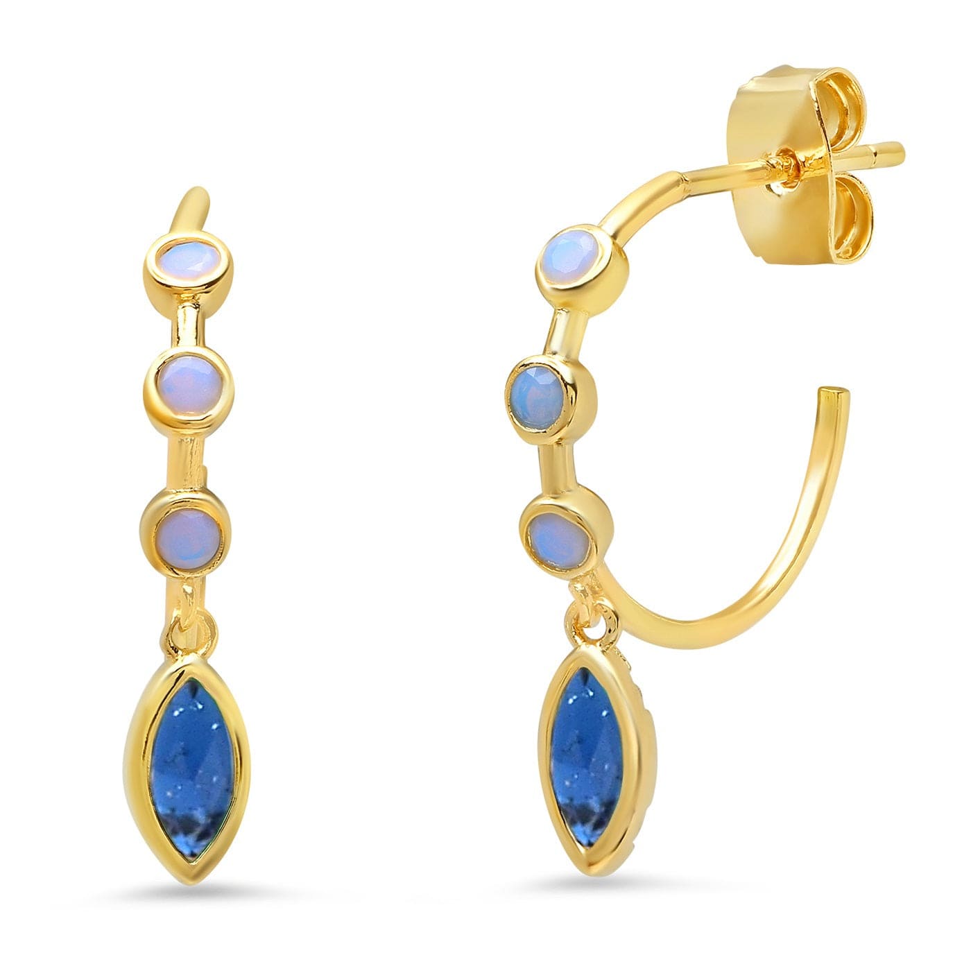 Small Hoop With Opals And Glass Stone Dangle