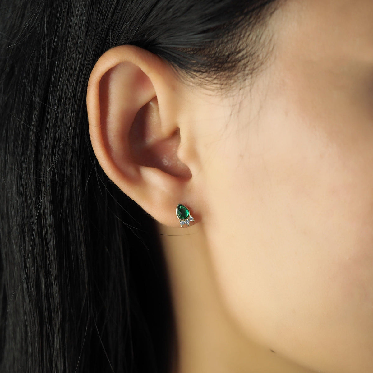 Teardrop Studs With CZ Accents