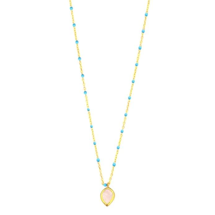 Enamel Necklace with Stone Charm