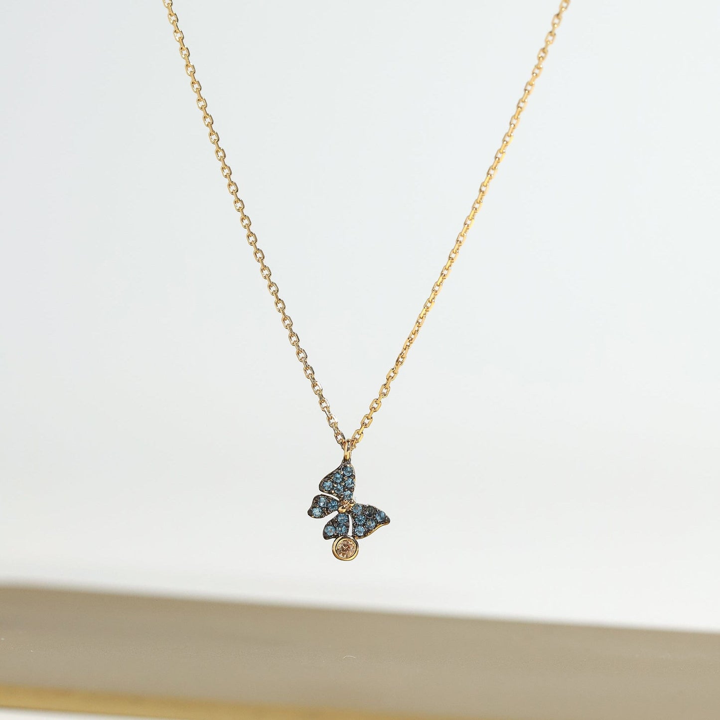 Glittering Butterfly Pendant Necklace