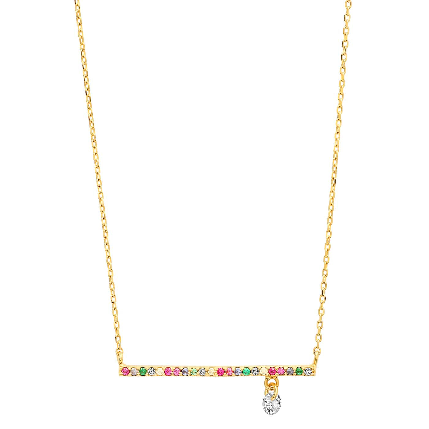 Gold-Plated Sterling Silver CZ Necklace – Ruby Red Stone