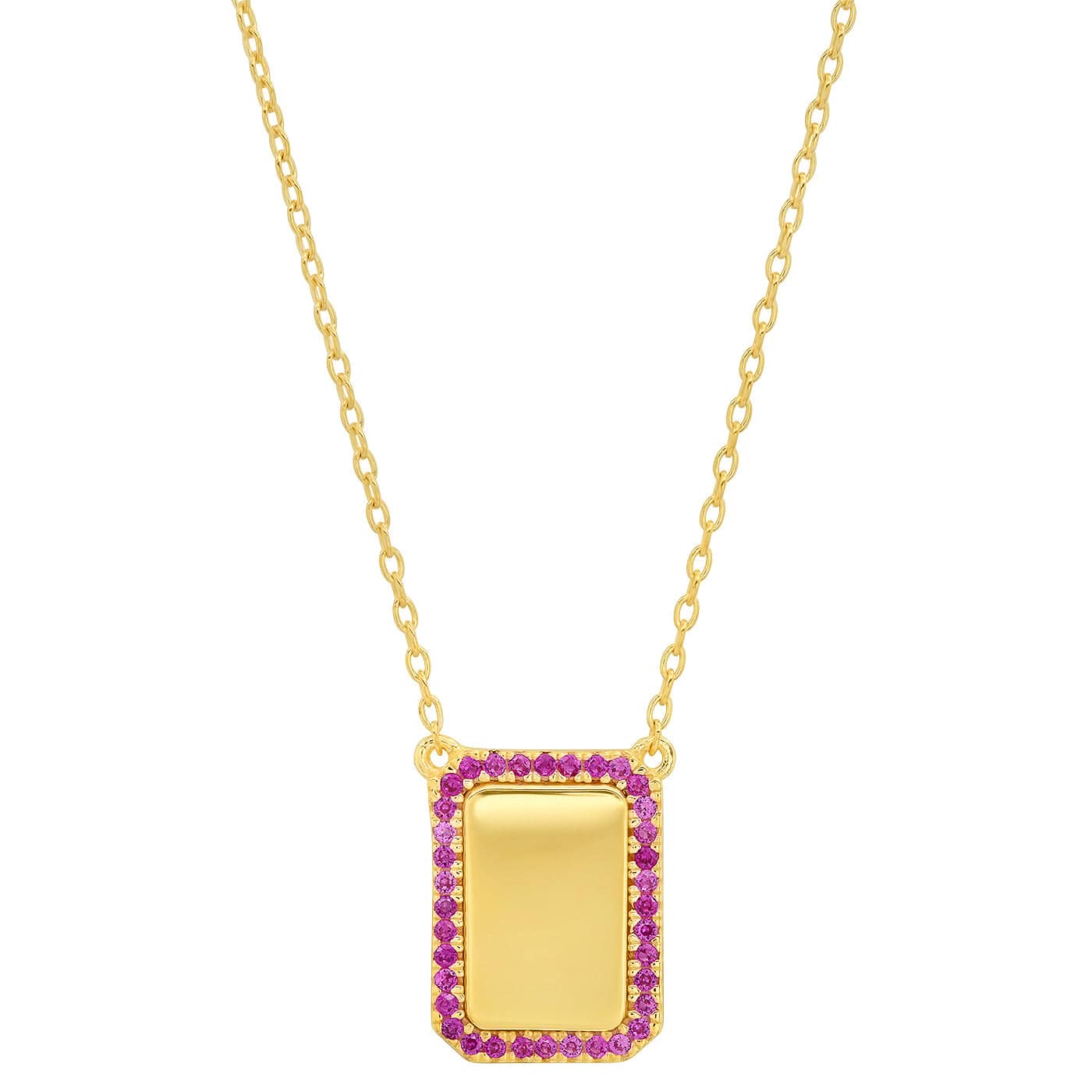 Pink Ruby Pavé Tag Necklace