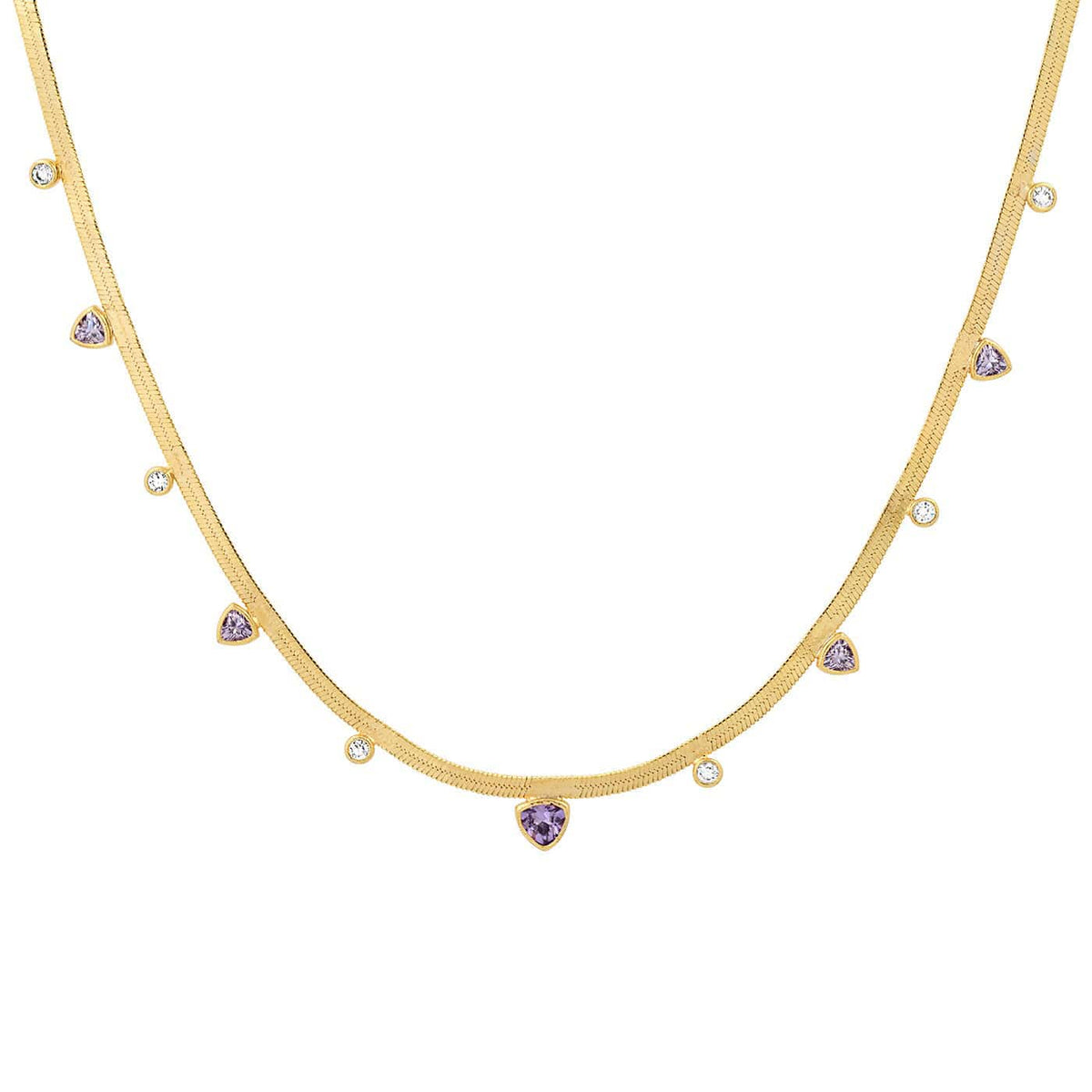 Purple Multi CZ Herringbone Chain