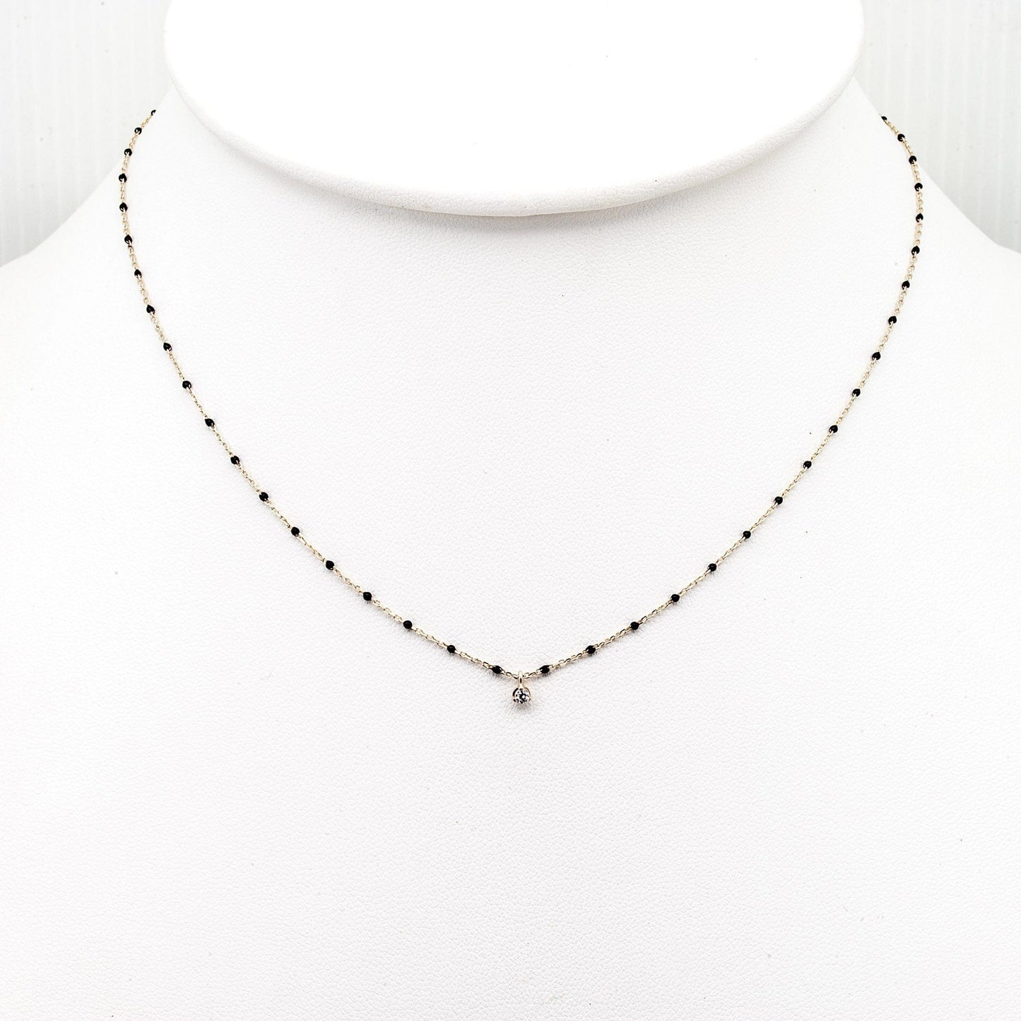 Sterling Silver Enamel Beaded Necklace with CZ