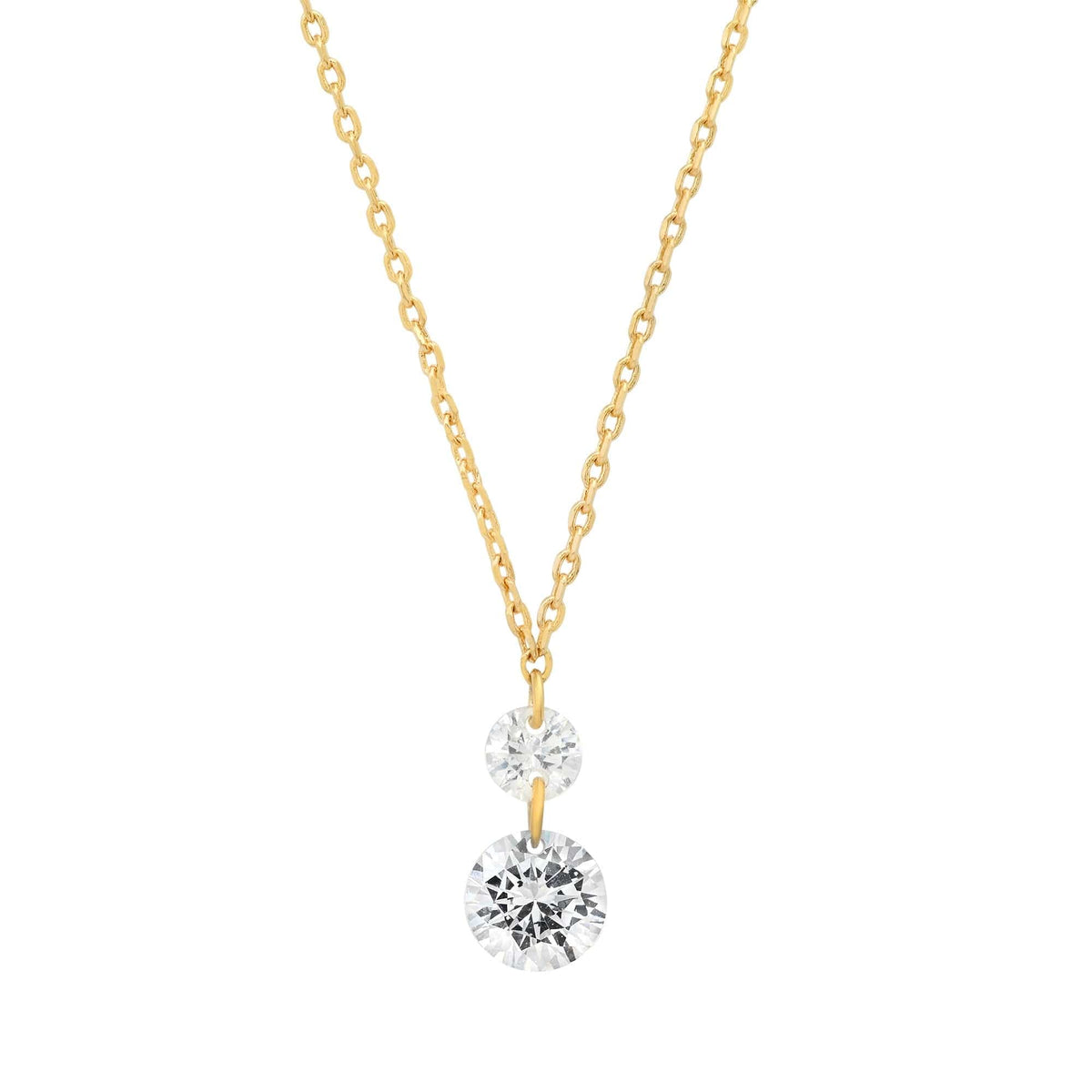 Duo CZ Drop Pendant Necklace