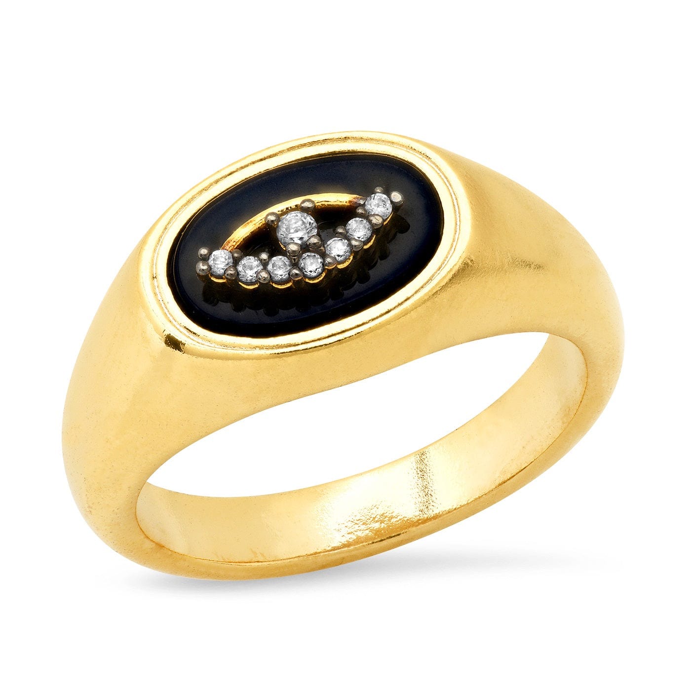 Onyx Evil Eye Signet Ring