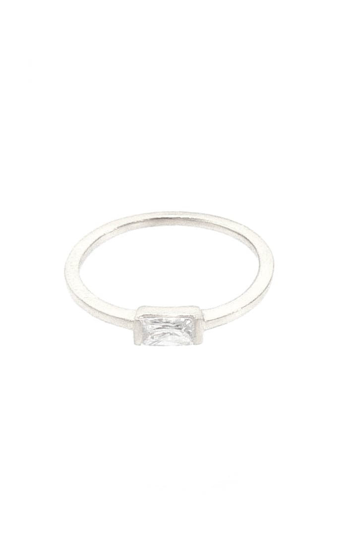 Silver Baguette Charm Ring