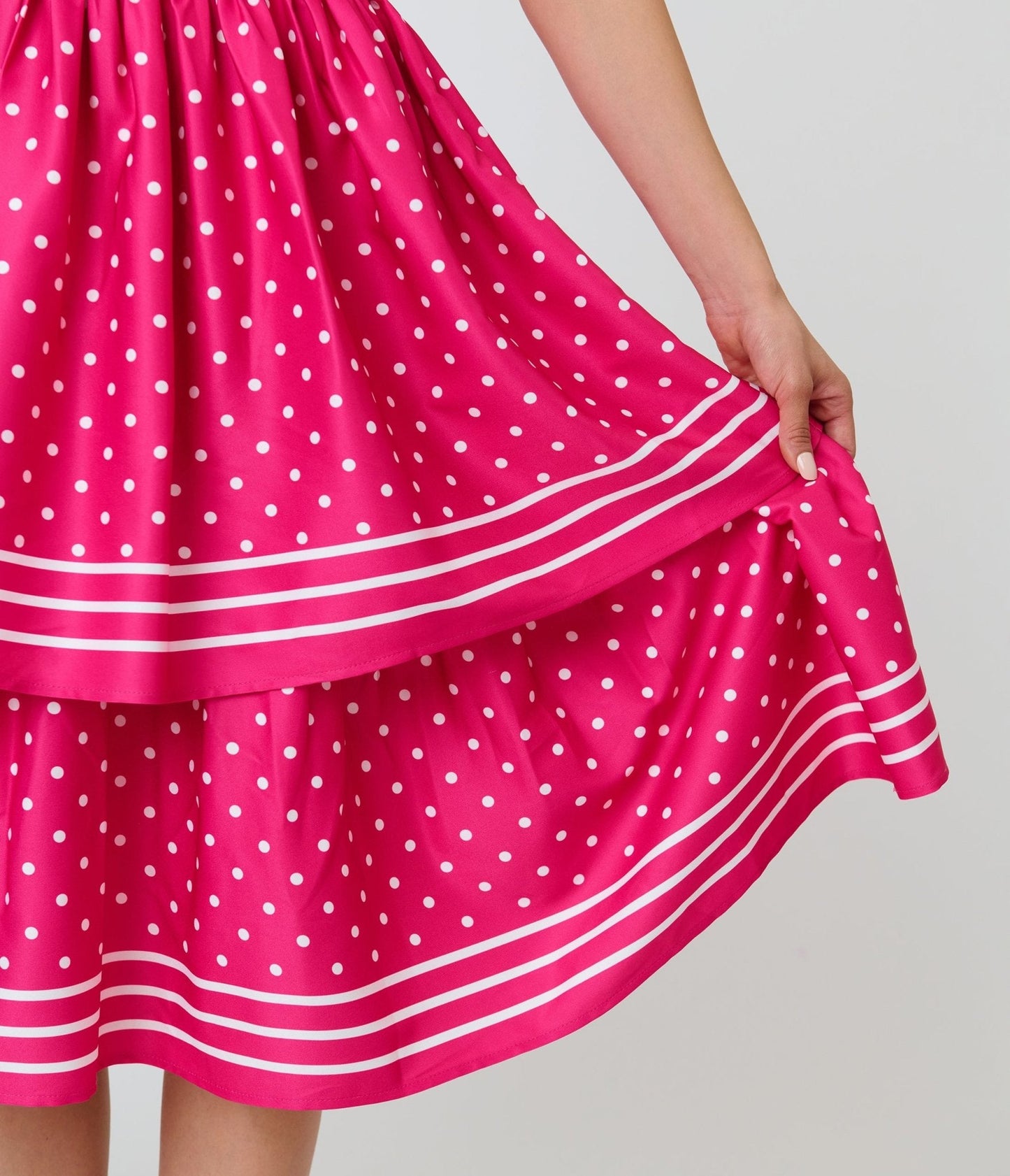 Unique Vintage Hot Pink Tiered Sweetheart Dress