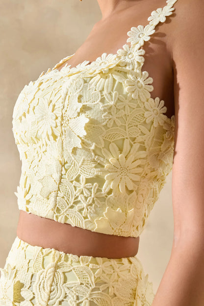 Blythe Lemon Lace Square Neck Crop Top