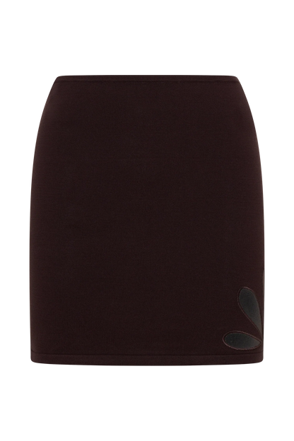 Brock Knit Cut Out Mini Skirt Dark Chocolate