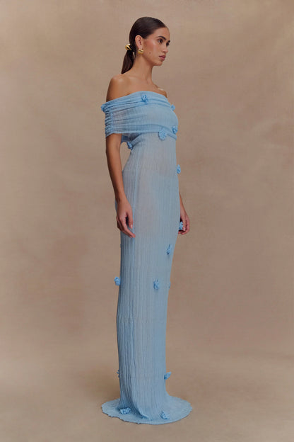 Brynn Orchid Knit Maxi Dress Baby Blue