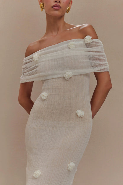 Brynn Orchid Knit Maxi Dress Ivory