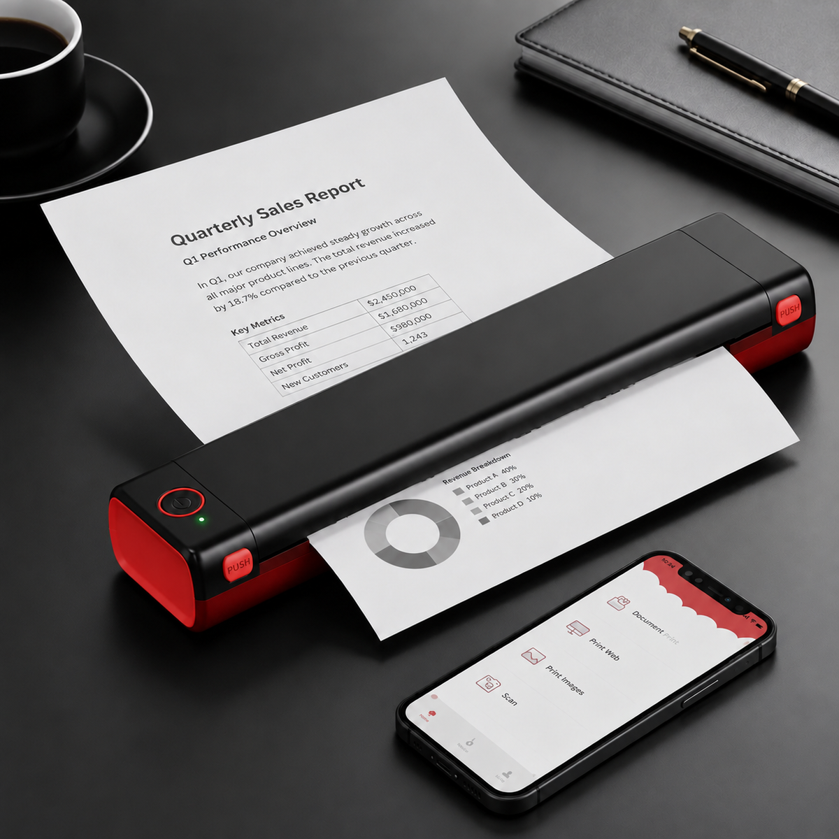 🔥Portable Printer Wireless, Compatible With Phone & Laptop