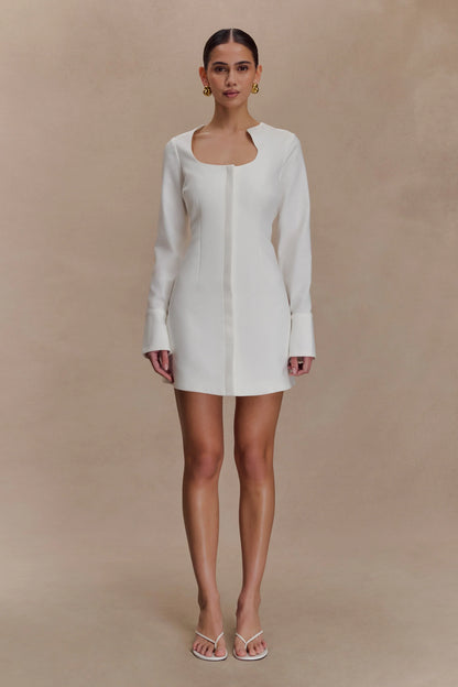Carina Peplum Cotton Shirt Dress White