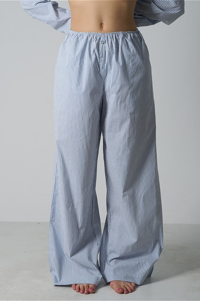 Light Striped Elastic Relaxed Pants