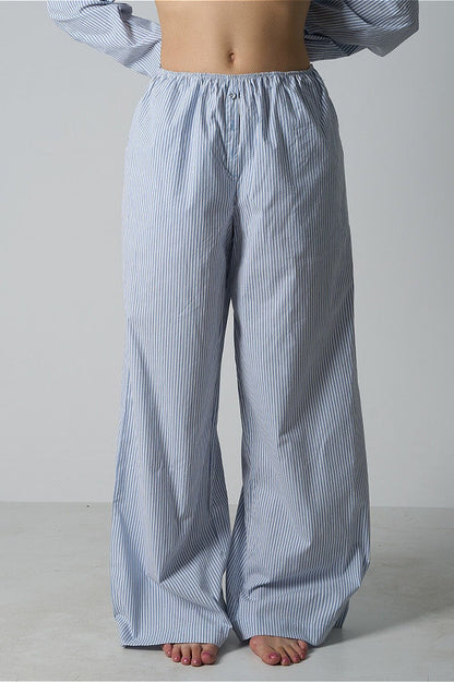 Light Striped Elastic Relaxed Pants
