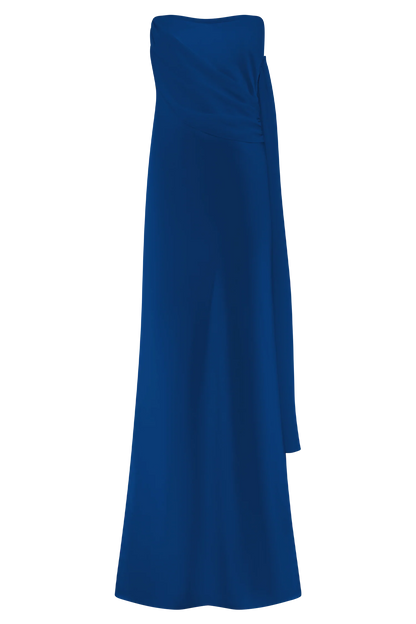 Carah Satin And Chiffon Maxi Dress Cobalt