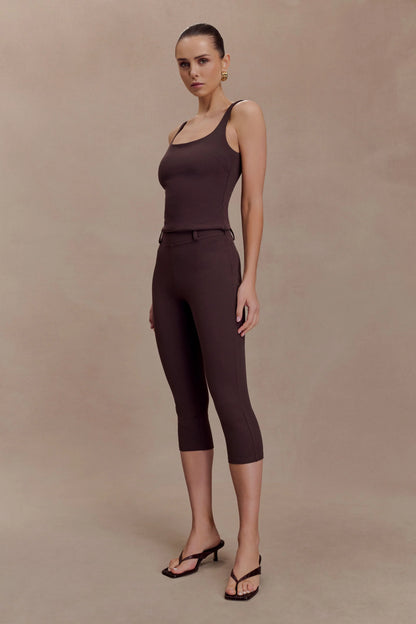 Blanca Stretch Crepe Capri Pants Chocolate