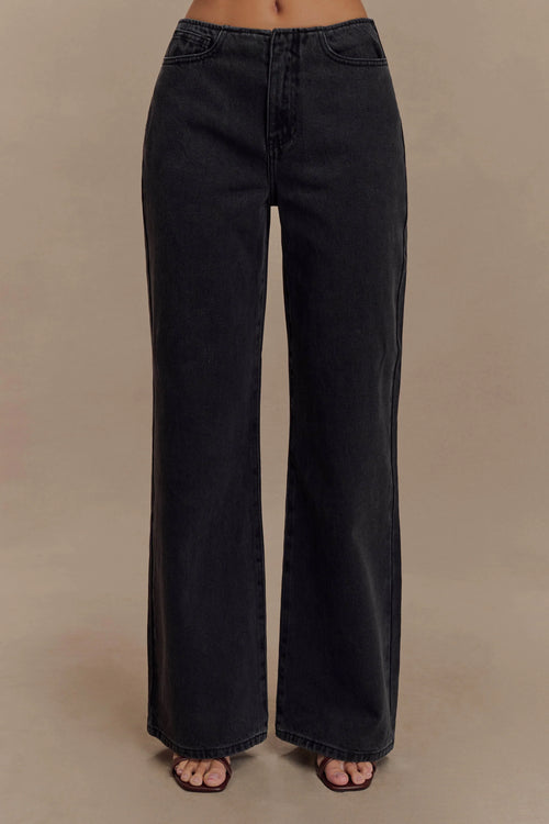 Caitlin Mid Rise Denim Jeans Washed Black