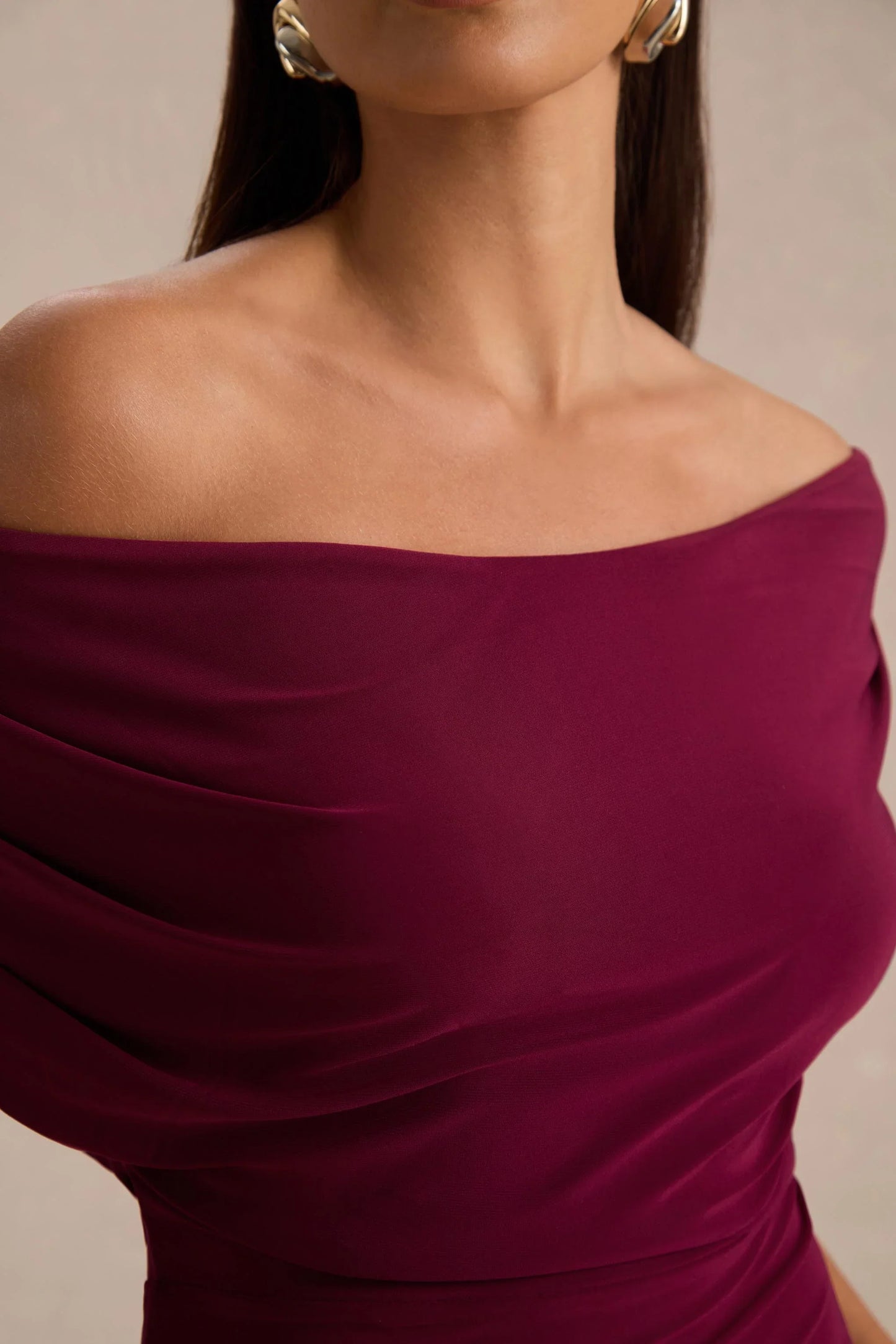 Bowden Berry Bardot Maxi Dress