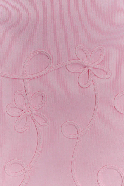 Brullo Embroidery Knit Mini Dress Baby Pink