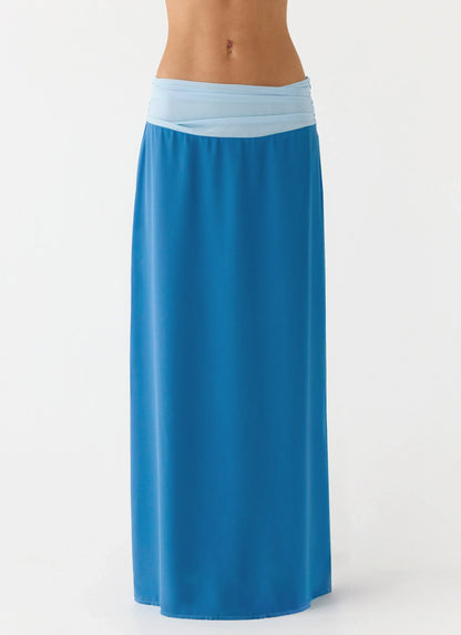 Blushing Bloom Maxi Skirt Baby Blue
