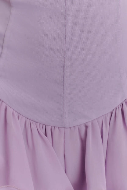 Calantha Ruffle Mesh Mini Dress Lilac