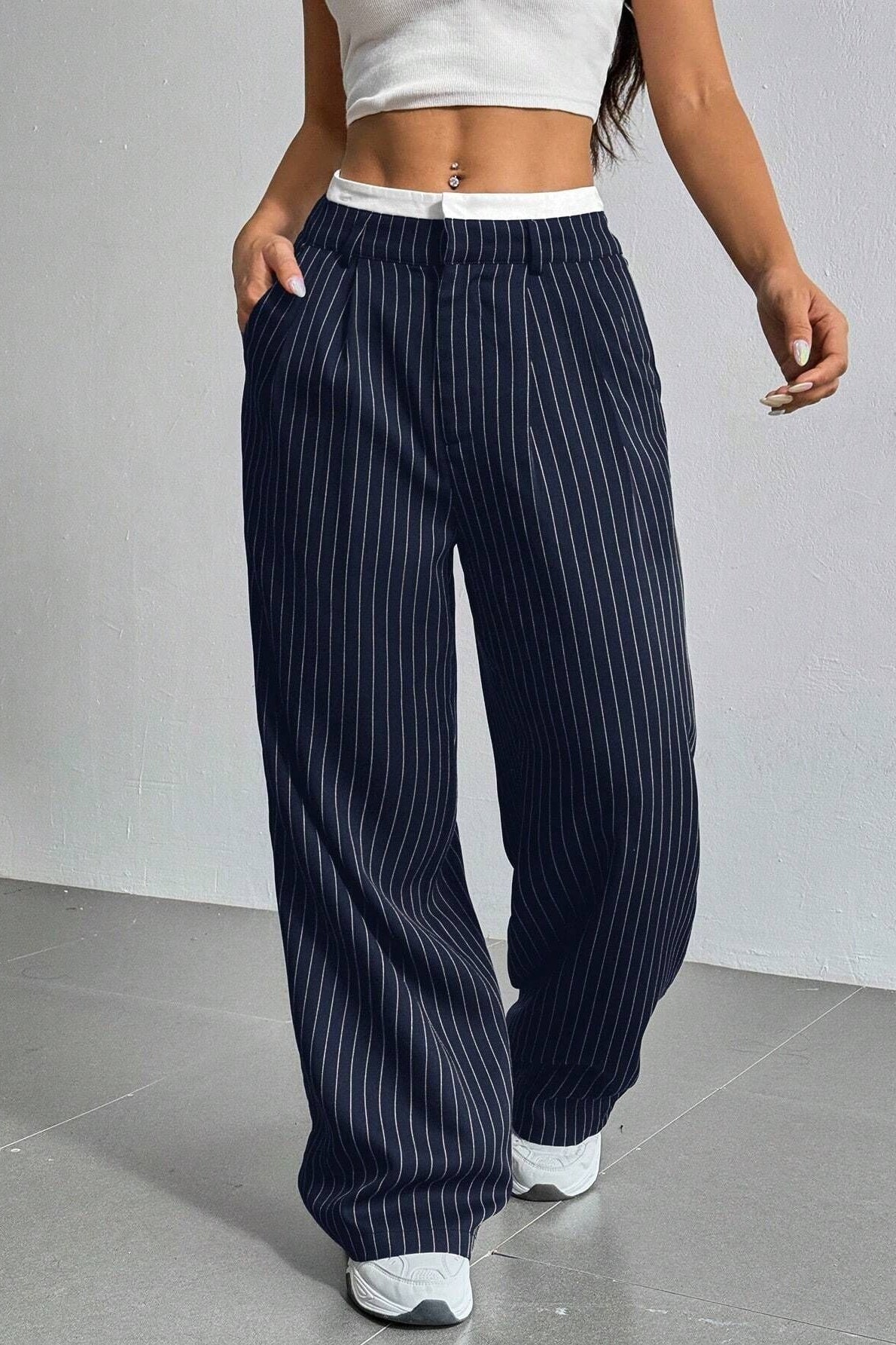 Low Rise Flared Office Chic Tailored Pants