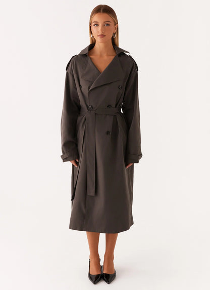 Brighton Oversized Trench Coat Grey