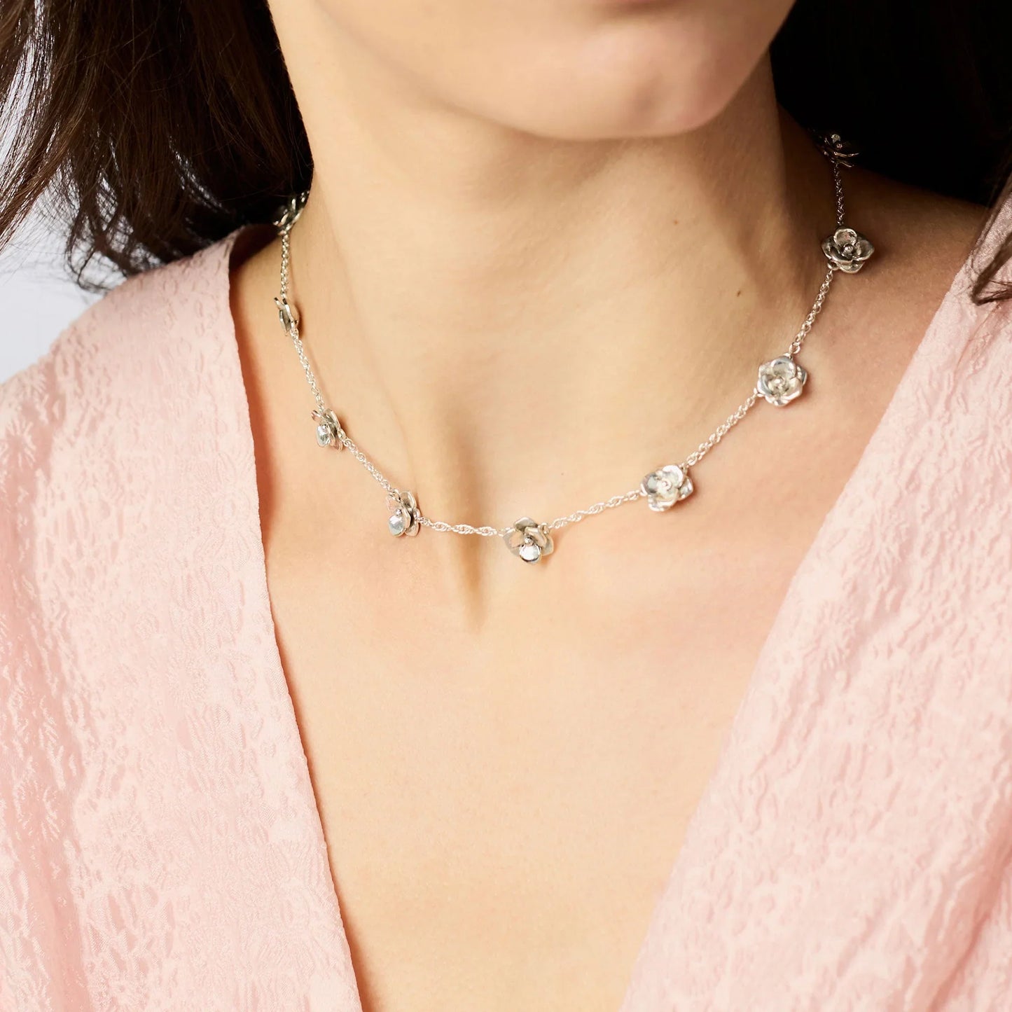 Bloom Delicate Station Necklace - Silver