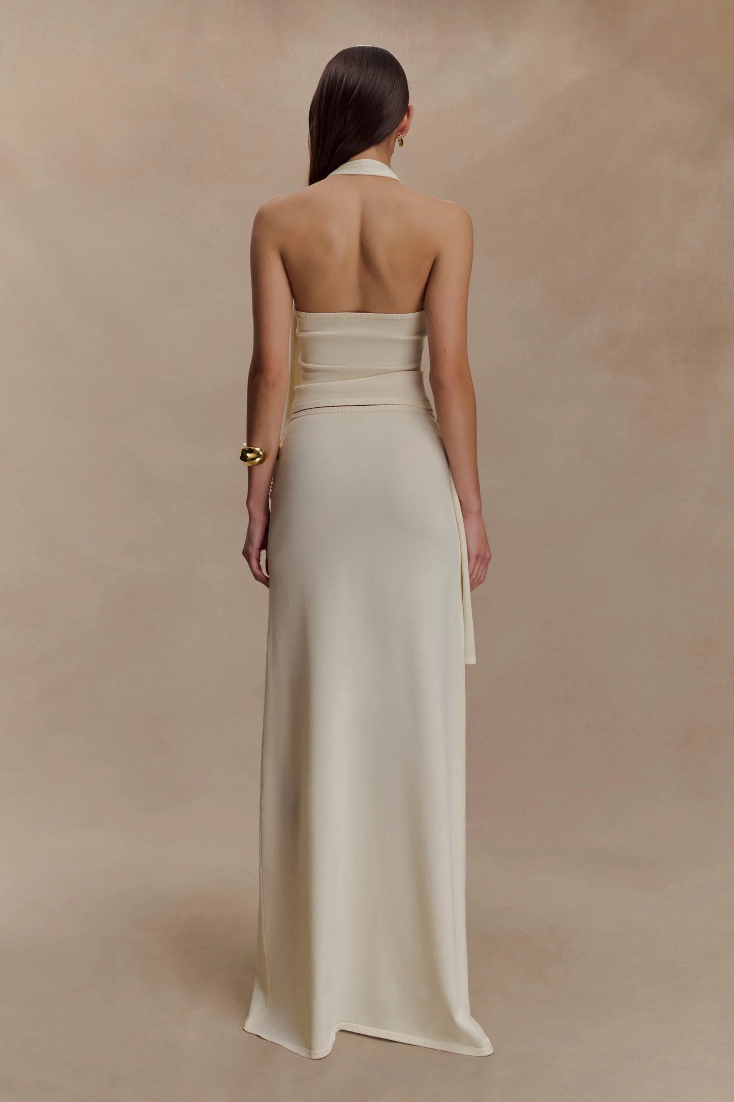 Bowie Low Rise Knit Maxi Skirt Ivory