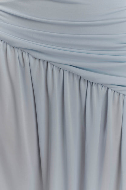 Bex Strapless Slinky Maxi Dress With Split Pale Blue