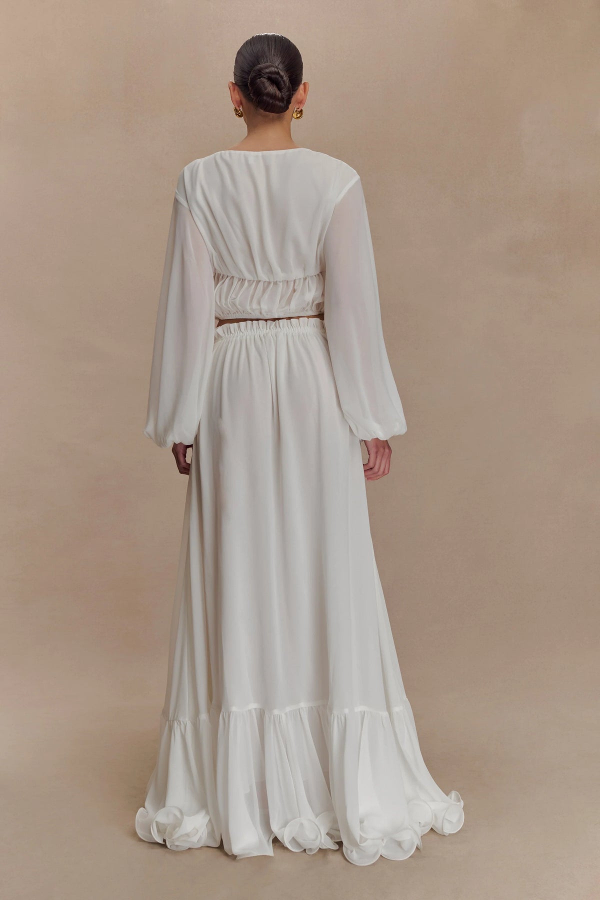 Carlie Chiffon Cross Tie Top Ivory