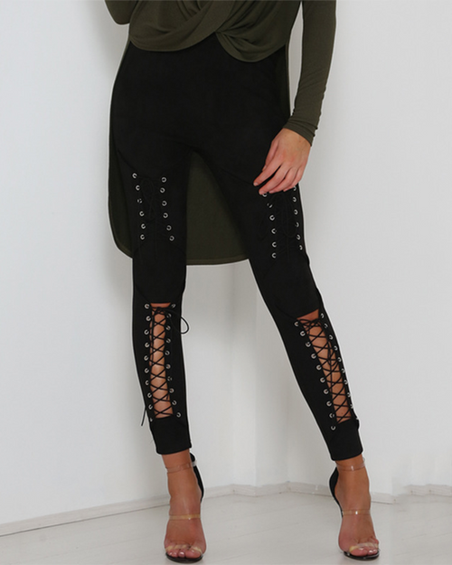 Suede Trousers With Laces