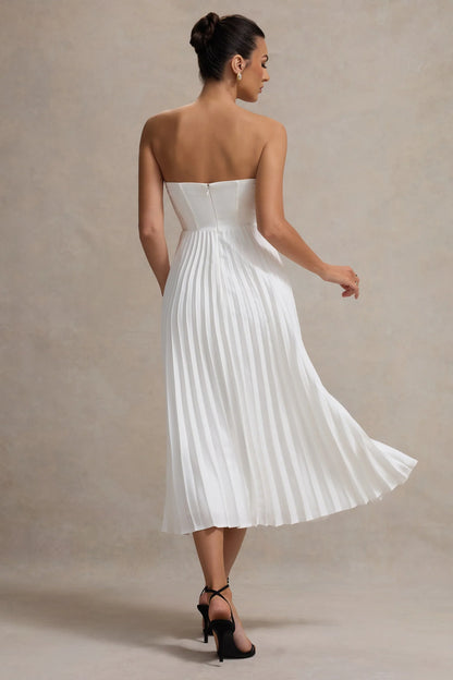 Bordeaux Cream Satin Corset Style Midi Dress