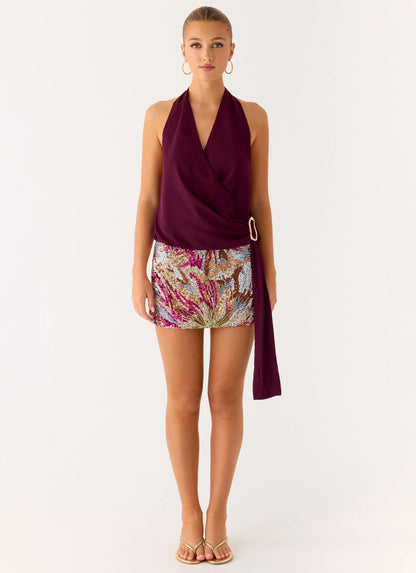 Bright Star Mini Skirt Floral Bead