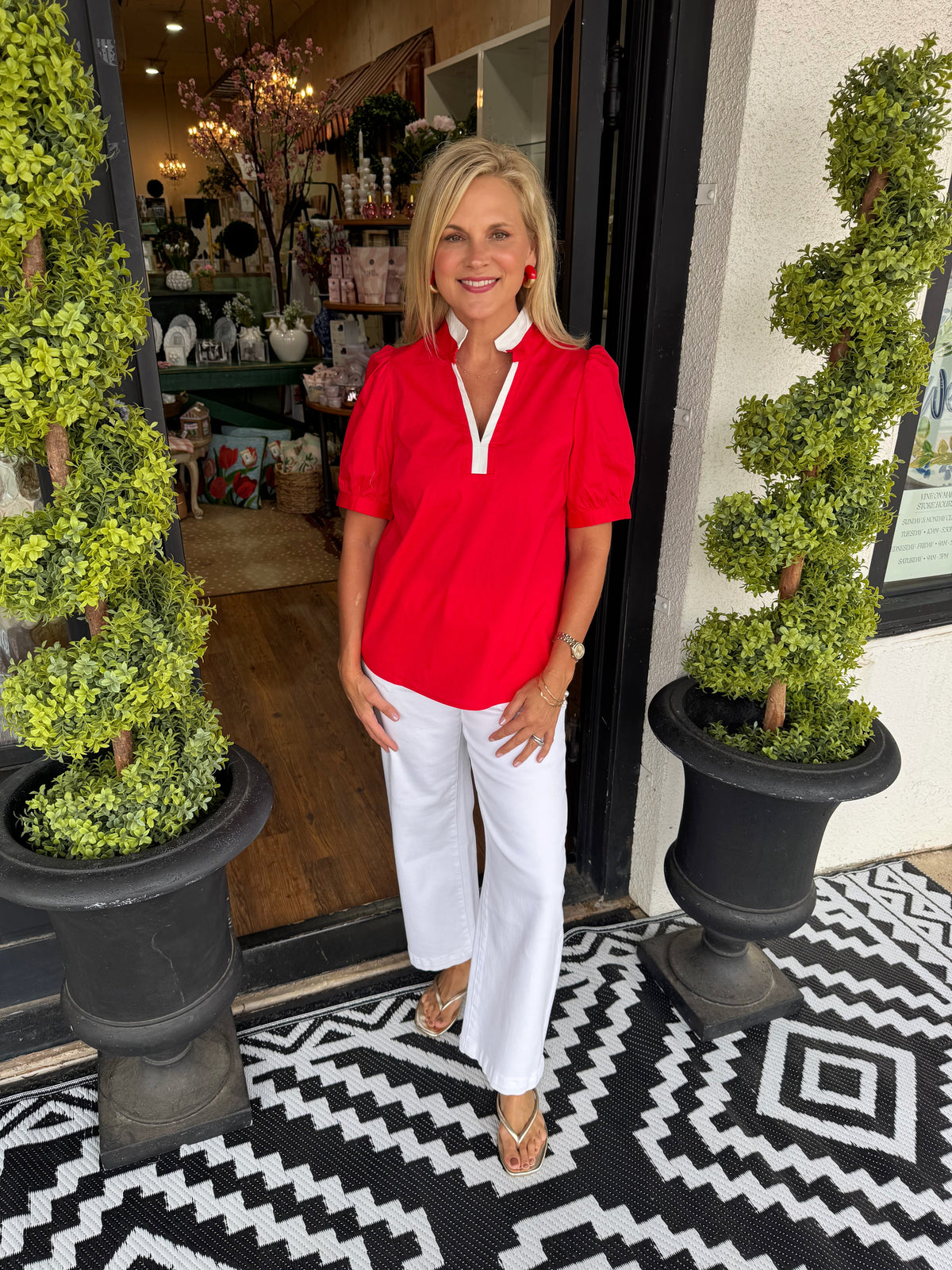 Mary Square Tricia Top - Red