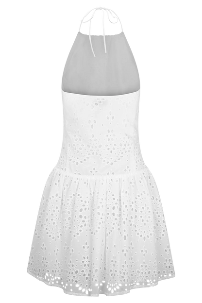 Carlina Broderie Mini Dress White