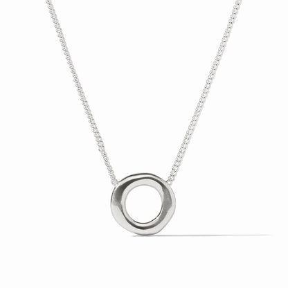 Wave Circle Delicate Necklace - Silver