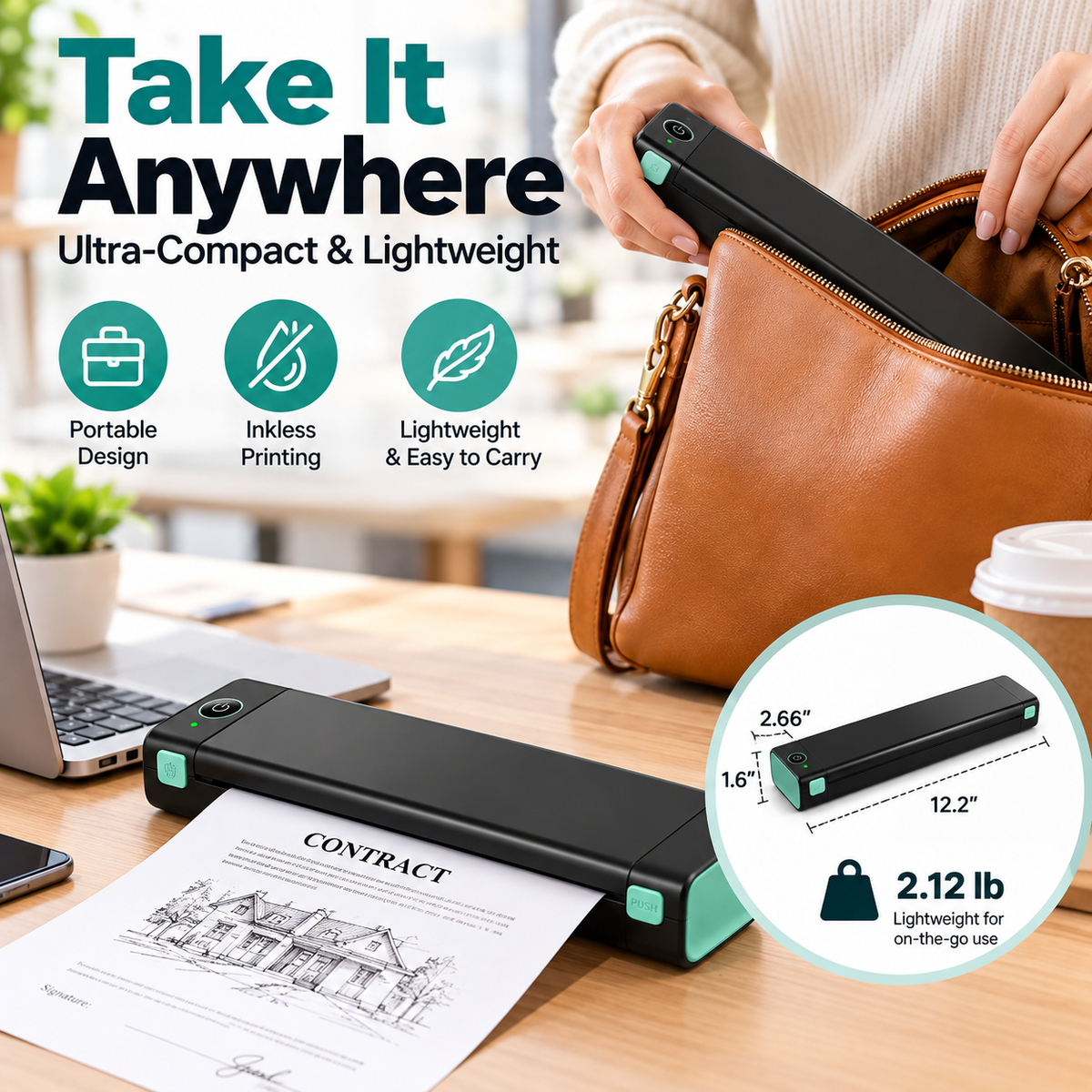 🔥Portable Printer Wireless, Compatible With Phone & Laptop