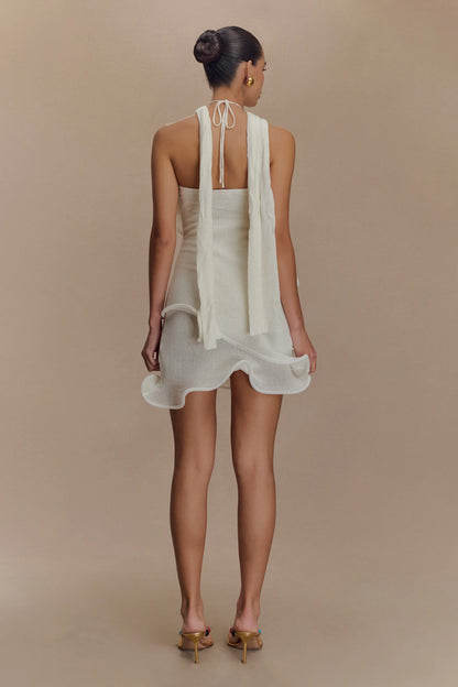 Caprice Halter Knit Mini Dress White