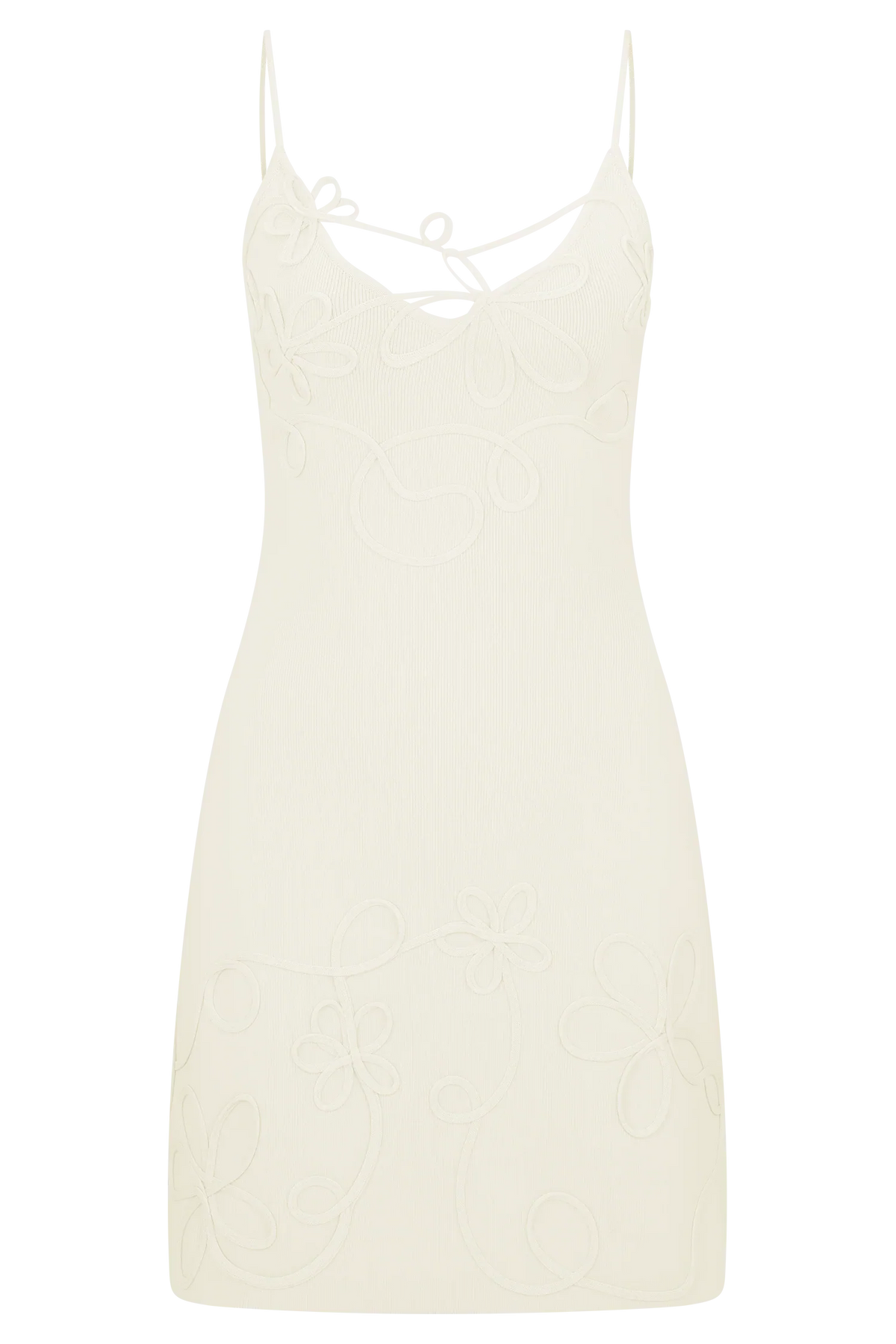 Brullo Embroidery Knit Mini Dress Ivory