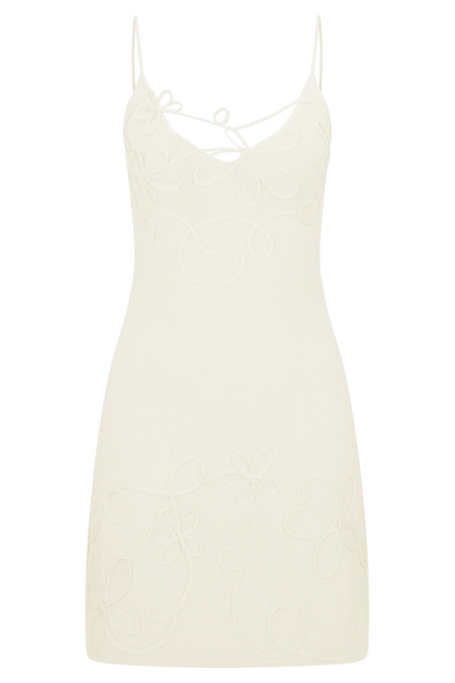 Brullo Embroidery Knit Mini Dress Ivory