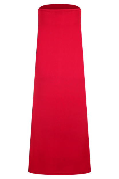 Bruna Slinky Fishtail Maxi Skirt Red