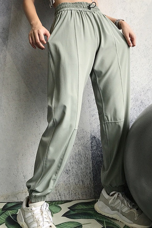 Sweat Wicking High Waist Loose Cuffed Pocket Pants