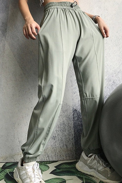 Sweat Wicking High Waist Loose Cuffed Pocket Pants